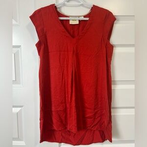 Anthropologie Maeve Flowy Red Tunic Festival Top with Cut Outs